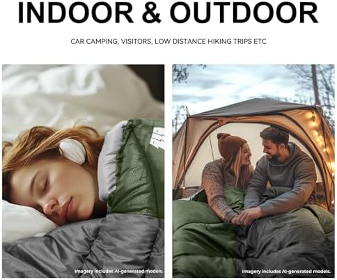 Sleeping Bags for Adults Teens, 4 Season Camping Sleeping Bag Waterproof,Machine Washable Backpacking Gear for Cool Weather,Outdoor Tent Hiking Hunting,with Compression Sack,86.6x31.5