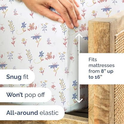 Full 4 Piece Boho Botanical Floral Sheet Set - Soft & Cooling - Calico