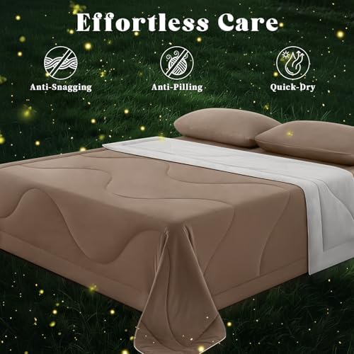 Cooling Comforter Queen Size for Hot Sleepers，80″x90″, Brown