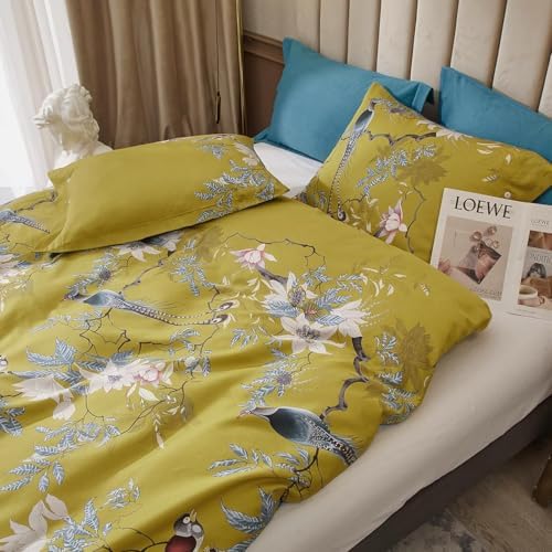 King Size Comforter Set Vintage Garden Floral Comforter Set Fluffy Soft Microfiber Boho Floral Bedding Comforter 3 Pieces Flower Birds Comforter Vintage Botanical Comforter King with 2 Pillowcases