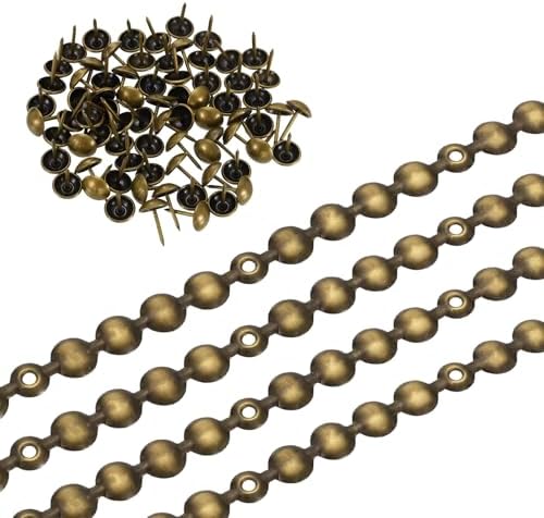 uxcell Upholstery Nailhead Trim, 4 Meters Glossy Upholstery Tacks Strips, Decorative Nail Trims with Nails for Sofa Headboard, Chair DIY Furniture Accessory (11mm Bronze)