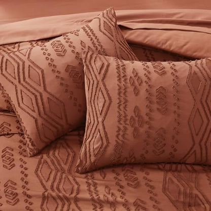King Size Comforter Set Autumn Leaf Tufted Boho Bedding Sets 7 Pieces
