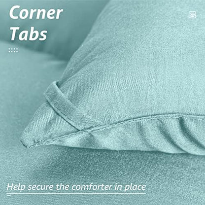 HYLEORY All Season Full Size Bed Comforter - Cooling Down Alternative Quilted Duvet Insert with Corner Tabs - Winter Warm - Machine Washable - Turquoise