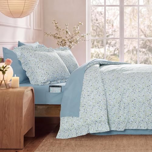 BLOOMHAVEN Twin XL Comforter Set-5 Pieces Floral Ruffle Bedding Set
