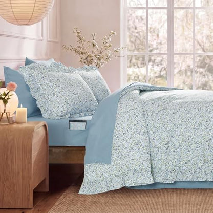 BLOOMHAVEN Twin XL Comforter Set-5 Pieces Floral Ruffle Bedding Set