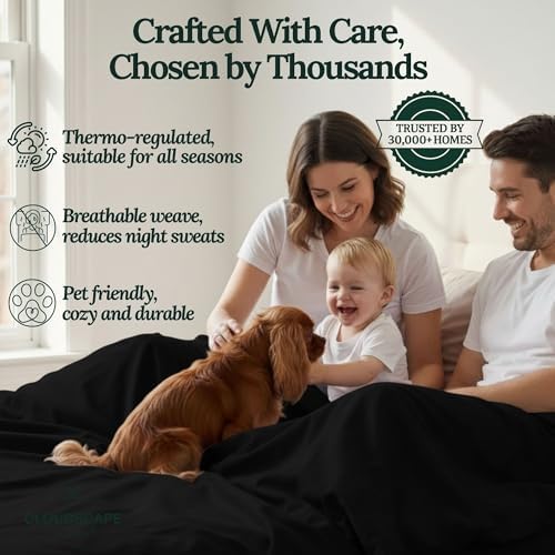 Cloud Scape Millennium Series Best Full Size Sheets, Cotton, Cooling,Black