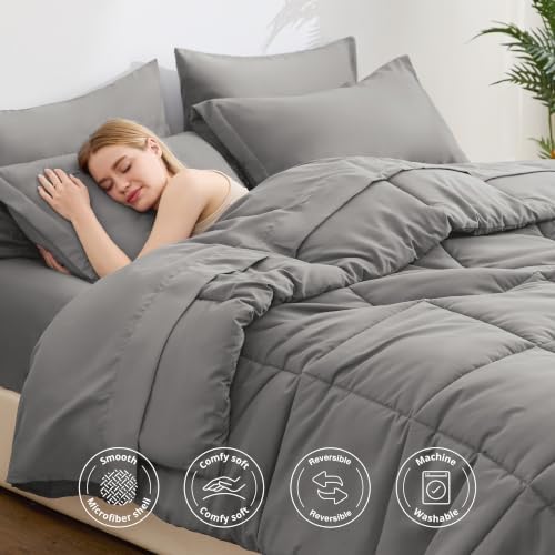 Love's cabin Plaid Twin Comforter Set, Grey