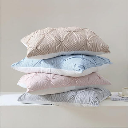Swift Home King Pinstripe Chambray Blue Comforter Set - Classic Pintuck Bedding Set - 3 Pieces Bed Linen, 1 Comforter and 2 Pillow Shams