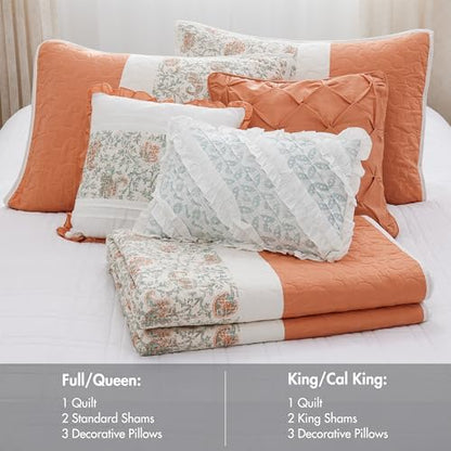 Madison Park Shabby Chic Cotton Quilt Set, 6PC Full/Queen Coverlet