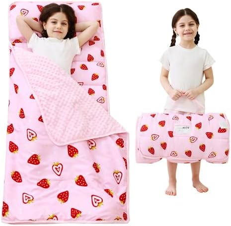 Lasoftan Toddler Nap Mat with Pillow and Blanket, Extra Large Rolled Napping Mats,Slumber Bags for Boys Girls,Kids Sleeping Bag for Daycare, Preschool Travel Camping