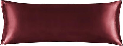 BEDELITE Satin Body Pillow Cover, Super Soft and Cooling Body Pillow Pillowcase for Hair and Skin, Breathable Silky Full Long Pillowcase Cover(20"x54", Burgundy)