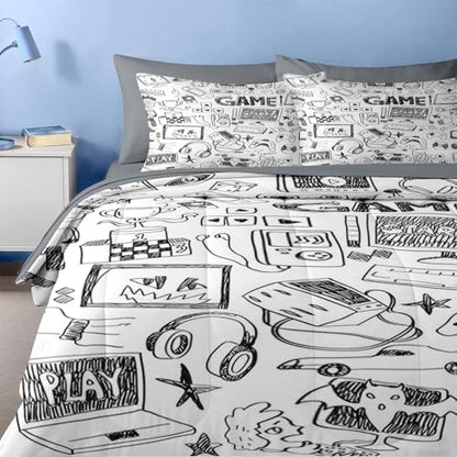 Nesker Full Comforter Set for Boys, 7 Pieces Gaming Bedding for Kids