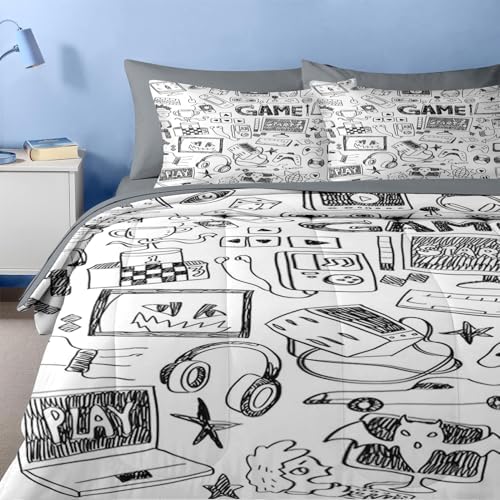 Nesker Twin Comforter Set for Boys, 5 Pieces Gaming Bedding for Kids
