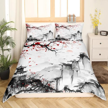 Feelyou Cherry Blossoms Duvet Cover Queen Size Boys Girls Teens