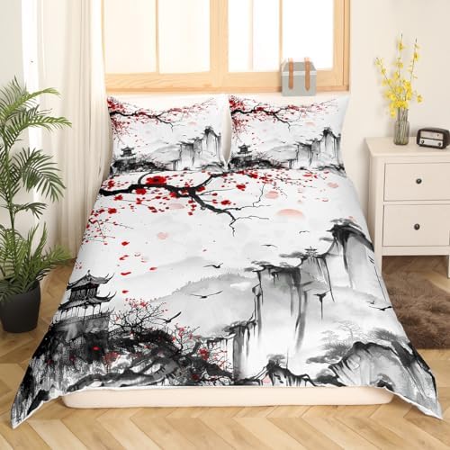 Feelyou Cherry Blossoms Duvet Cover Twin Size Boys Girls Teens