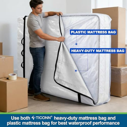 TICONN Mattress Bags for Moving, Heavy Duty Mattress Cover Storage Bag