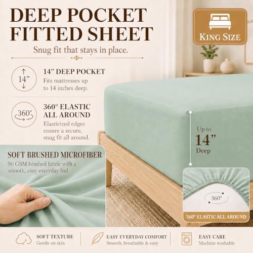 CozyLux King Size Comforter Set Sage Green- 7 Pieces Bed in a Bag
