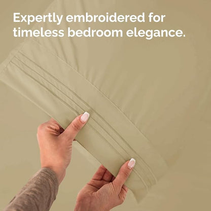 King Standard Pillow Cases Set of 2 - Ultra-Soft Hotel Quality Pillowcase Covers - Comfy, Cozy & Fade Free - Wrinkle Resistant - Machine Washable Pillow Protectors - 2 Piece Set - King Standard Beige