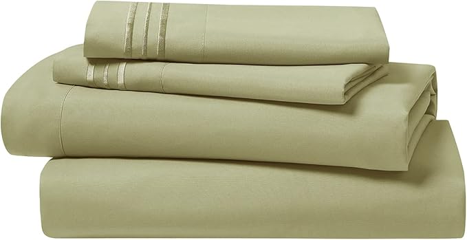 Clara Clark Bed Sheets, Premier 1800 Series 4 Piece Bed Sheet Set, Deep Pocket, Wrinkle, Fade, Stain Resistant, Luxury Soft Bedding Sheets & Pillowcases, California King, Sage Green