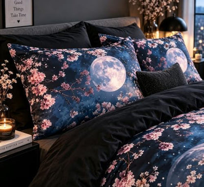 CCoutueChen Cherry Blossom Comforter Set Twin Size Kids Japanese Soft Bedding,2 Pcs Warm Microfiber Quilt Set with 1 Pillowcase/68 * 86