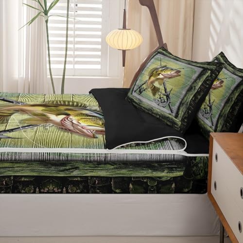 Feelyou Fishing Hunting Pike Comforter Set Queen Size Girls Boys