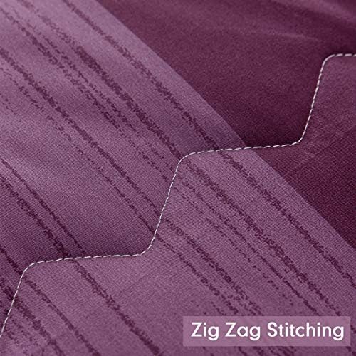 SLEEPBELLA Comforter King Size, 600 Thread Count Cotton Grey Paisley & Purple Comforter Sets, Down Alternative Bedding Set 3Pcs(King, Purple Paisley)