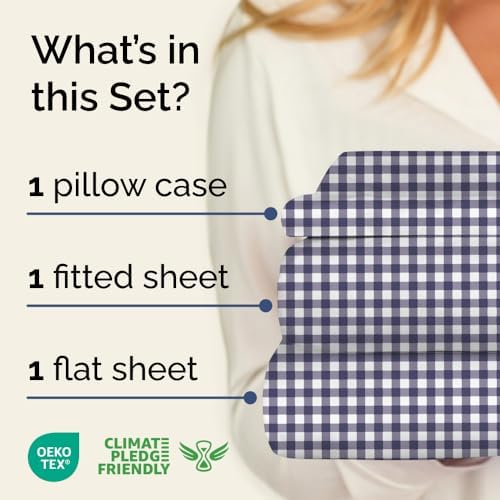 Twin 3 Piece Striped Sheet Set - Soft, Breathable & Cooling - Countryside