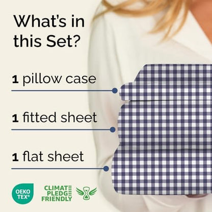 Twin 3 Piece Striped Sheet Set - Soft, Breathable & Cooling - Countryside