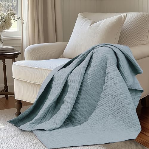 Levtex Home Cloud Waffle - Throw - Waffle Textured - Chambray - Throw (50x60in.) - Cotton