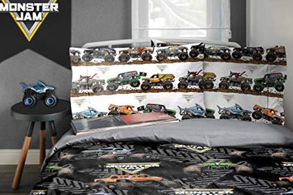 Jay Franco Monster Jam 5 Piece Queen Bed Set - Includes Comforter & Sheet Set - Grave Digger & Megalodon - Super Soft Fade Resistant Microfiber