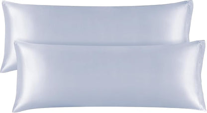 BEDELITE Satin Body Pillow Cover 2 Pack, Super Soft and Cooling Body Pillow Pillowcase for Hair and Skin, Breathable Silky Full Long Pillowcase Cover(20"x54", Evening Haze)
