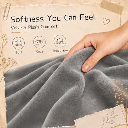 ReyyNio Electric Heated Blanket Throw Size 50"x60", 3H Auto-Off, Light Gray