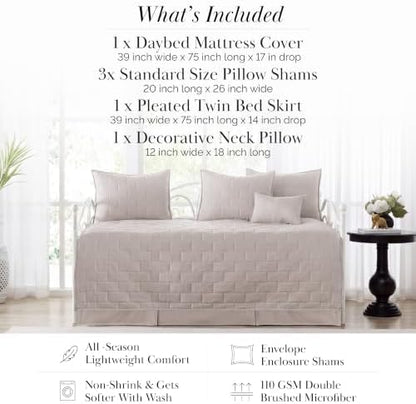 Daybed Quilt Set 6PC Bedding Set Daybed Cover for twin beds easy care Bone