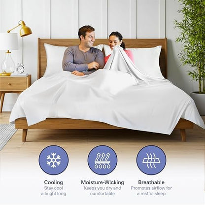 Kickoff Viscose Bamboo Sheets Twin Size 3-pc 100% Organic Bamboo Viscose Bed Cooling Sheets Twin Size Set Cool Bedding for hot Sleepers Sheet Set - Gift Ready Packaging (Snow White, T)