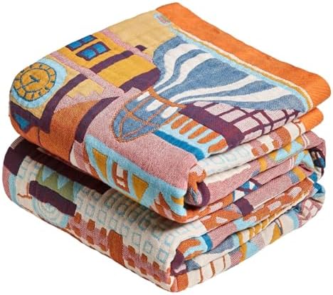 MSGKV Roman Castle Cotton Throw Blanket 60"x80" Art Woven Twin Blanket