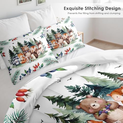 Pamnest Twin Comforter Set, 2 Pieces Woodland Animal Bedding, All Season