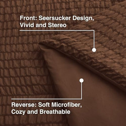 Love's cabin Seersucker Brown Full Comforter Set