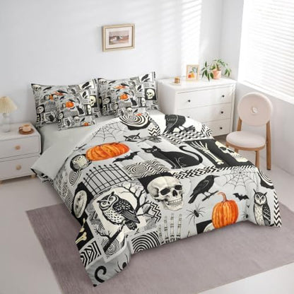 Feelyou Halloween Comforter Set with Sheets 7 Piece King Size