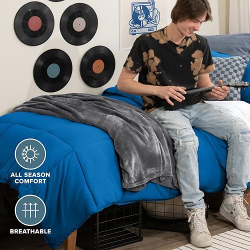 Bare Home Comforter Set - 1800 Ultra Soft (Twin/Twin XL, Medium Blue)