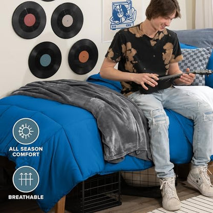 Bare Home Comforter Set - 1800 Ultra Soft (Twin/Twin XL, Medium Blue)