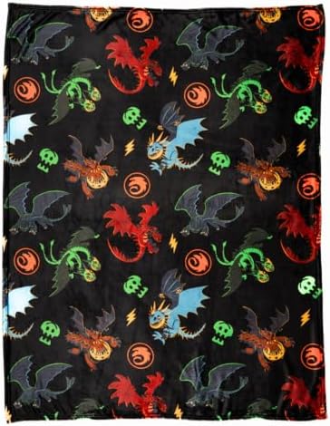 How to Train Your Dragon Toothless Kids Bedding Super Soft Plush Cozy Throw, 46 in x 60 in, (Officially Licensed Product) By Franco