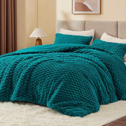 BEDELITE Fluffy Twin/Twin XL Comforter Set, Teal Bed Set 2 Pieces