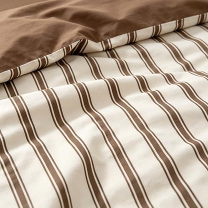 Nayoroom Brown Striped Comforter Set King Mocha Stripe Bedding