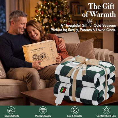 Electric Blanket Heated Twin 62"X84", Heating Blanket Twin, Dark Green