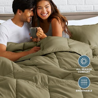 Bare Home Full Comforter Set - 1800 Ultra Soft (Full, Olive)