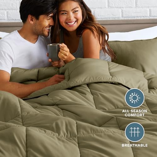 Bare Home Queen Comforter Set - 1800 Ultra Soft (Queen, Olive)