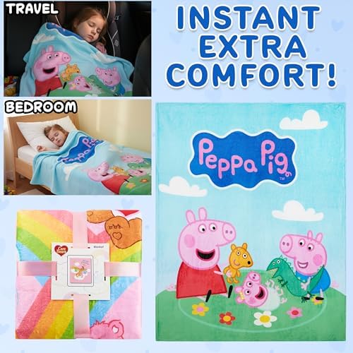 Get Trend Peppa Pig Fleece Throw Blanket for Girls, Kids, 51 x 59 in