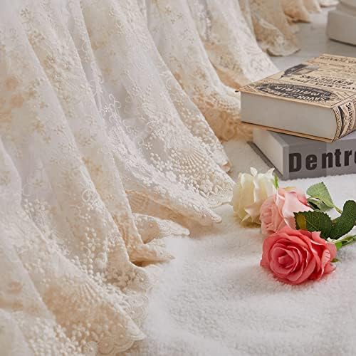 Brandream Cream Lace Bed Skirt Full 18-Inch Drop Romantic Bedding