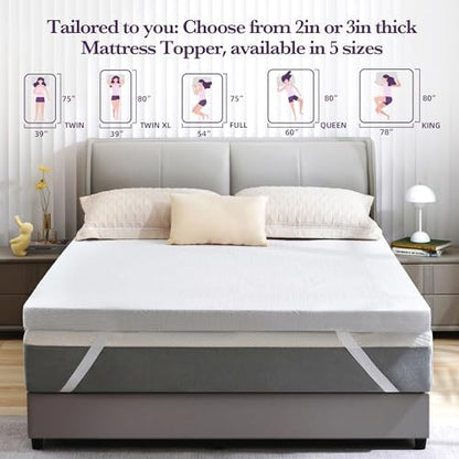 SINWEEK 3 Inch Gel Memory Foam Mattress Topper, King Size