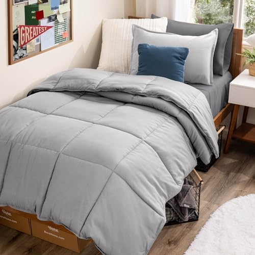 Bare Home Bed-in-A-Bag 5 Piece Set (Twin XL, Light Grey/Grey)